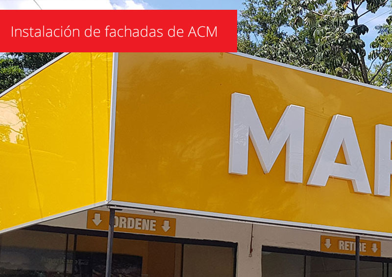 Instalación de fachadas de ACM